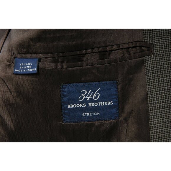 Brooks Brothers 346 Mens Suit 40 Reg Brown Tan Houndstooth 2 Piece 2 Btn Jacket - Picture 7 of 12